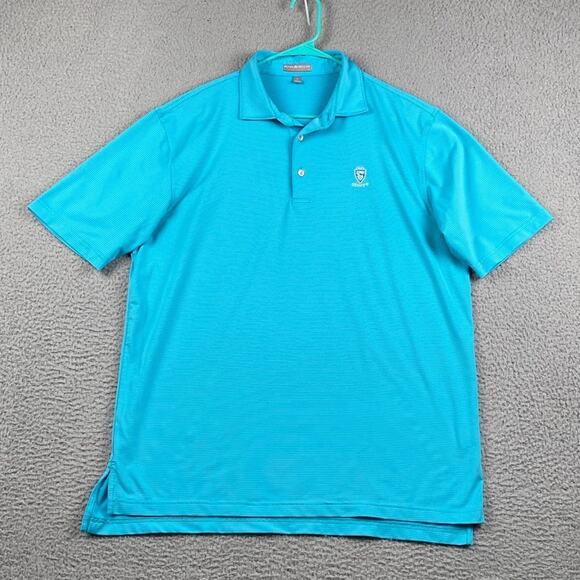Peter Millar Summer Comfort Polo Golf Shirt Men's Large Blue Striped Causal - Picture 2 of 11